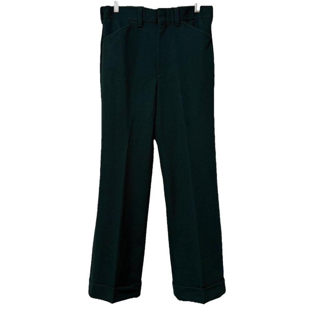 1970’s Vintage Levi’s Panatela Pleated Wide Leg Cuffed Green Talon Pants 30 x 29
